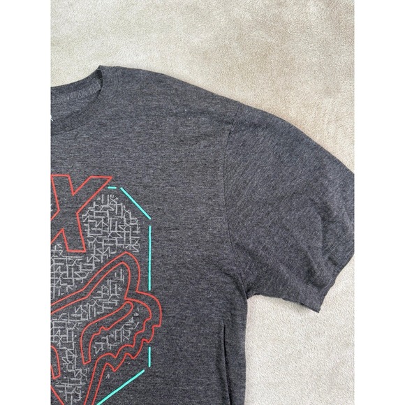 Fox Racing Shirt Mens Size Large Gray Logo Graphic Short Sleeve - Picture 3 of 10